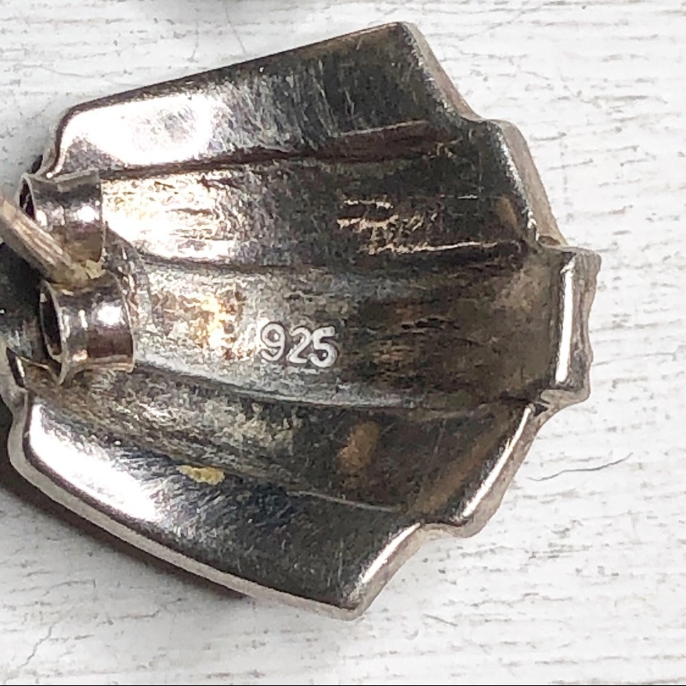 Shiny Sterling Silver Shell Shape Stud Earrings - image 4